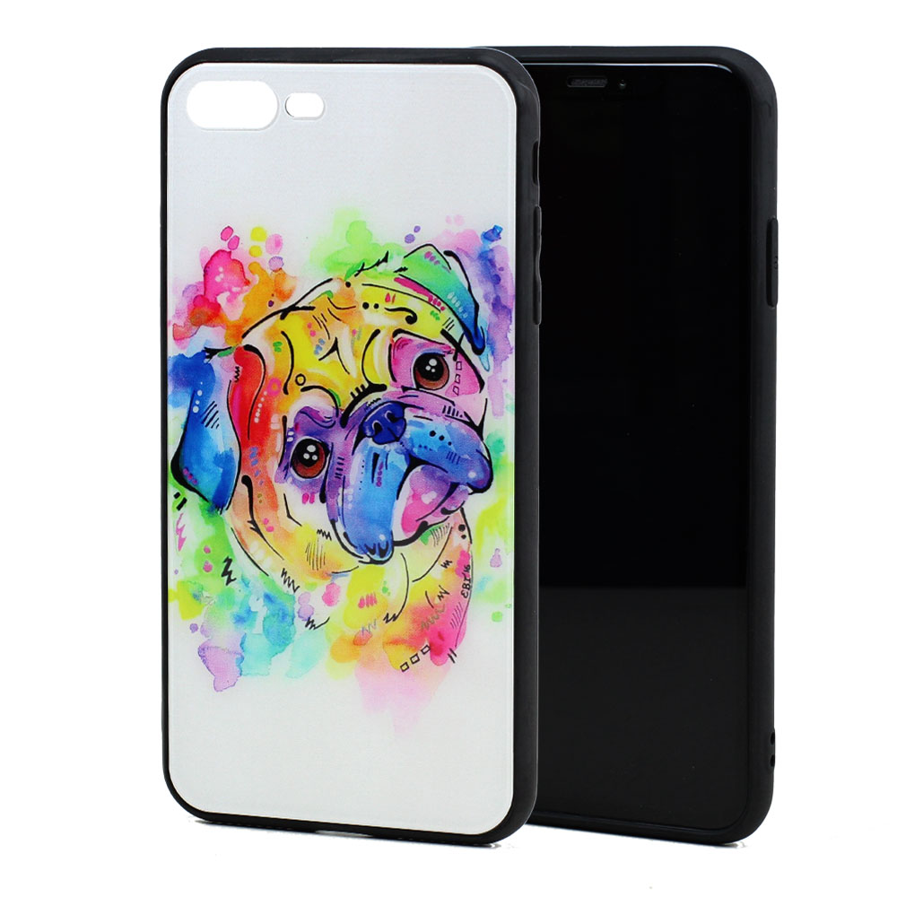iPHONE 8 Plus / 7 Plus Design Tempered Glass Hybrid Case (Color Dog)